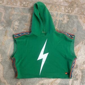 Aviator Nation Green Hoodie with White Lightning Bolt